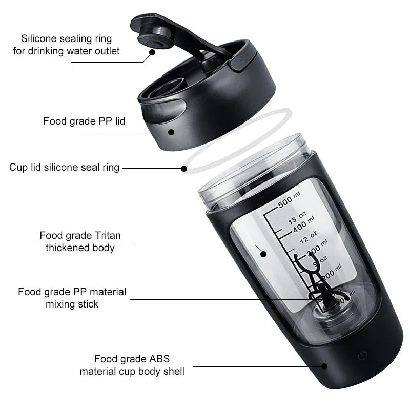 Electric Protein Shaker Cup with Powder Storage Taylered PicksTaylerpicks.myshopify.com
